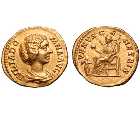 Julia Domna AV Aureus. Rome, AD 194. IVLIA DOMNA AVG, draped bust right, with hair in six waves and bound up at the back / VE