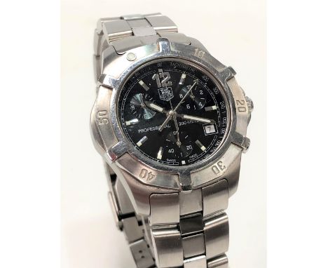 A Tag Heuer gentlemans Professional 200 metres quartz chronograph stainless steel bracelet wristwatch, reference no. CN1110 T