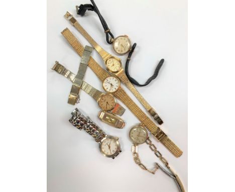 Two 9ct gold cased ladies vintage manual wind wristwatches, both signed Ernest Borel; together with a Maurice Lacroix ladies 