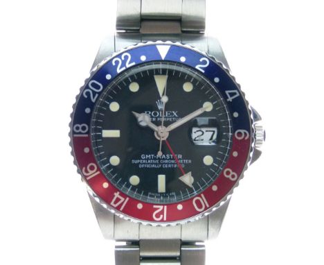 Rolex - Oyster Perpetual G.M.T. - Master, Superlative Chronometer, Ref: 1675, the stainless steel case with pointed crown gua