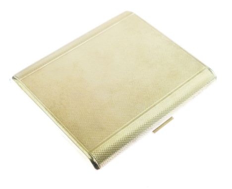 9ct gold cigarette case, with engine turned decoration, 8.4cm long, 95g gross, with slip case  Condition: **General condition