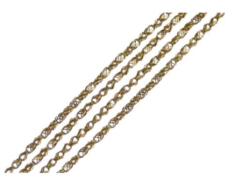 Long chain, of fancy links, to a bolt ring clasp, 149cm long, 31g gross  Condition: Approximately 3mm width - **General condi
