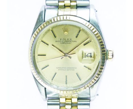 Rolex - Gentleman's two-tone 18k and stainless steel Oyster Perpetual Date Just Superlative Chronometer wristwatch, Ref: 1601