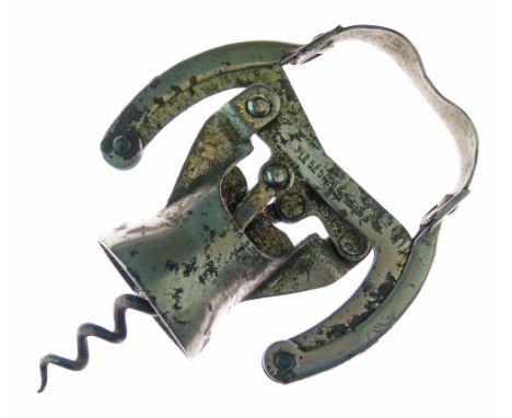 French 'Le Desire' nickel plated patent corkscrew   Condition: Light corrosion allover where the plated surface has come off 