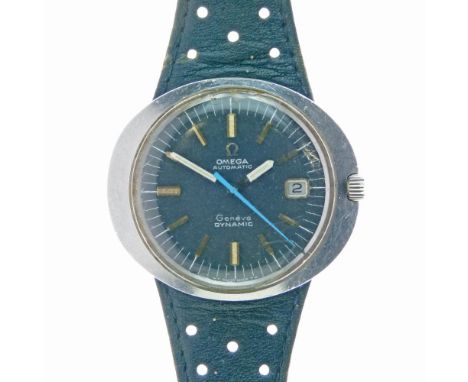 Omega - Gentleman's Dynamic stainless steel cased automatic wristwatch, the signed dark blue/black dial with calendar, blue c