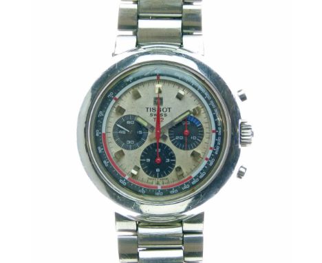 Tissot - Gentleman's T12 manual wind chronograph wristwatch, round stainless steel case, silvered dial with subsidiary regist