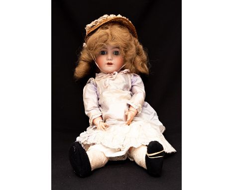 Heinrich Handwerck: A bisque head lady doll, marked 'Heinrich Handwerck, Simon &amp; Halbig, Germany, open mouth, sleeping ey