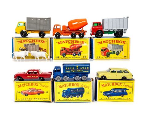 Matchbox: A collection of various Matchbox Series boxed vehicles to comprise: GMC Tipper, 26, Vauxhall Victor Estate, 38, Cat