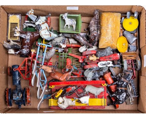 Lead Animals: A collection of assorted farm animals and equipment including: Fordson Major Tractor, made by Britains, Crescen