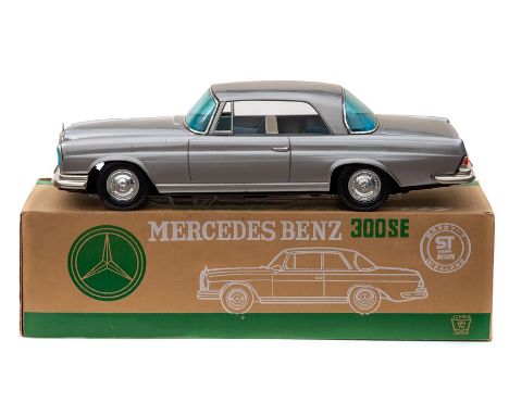 Ichiko: A Japanese, large scale, friction drive tinplate Mercedes Benz 300SE, silver body with lithographed interior, boxed.