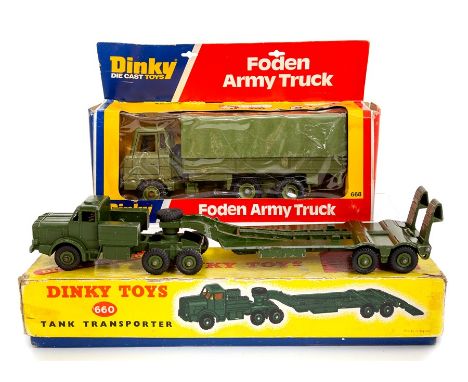 Dinky: A boxed Dinky Toys, Tank Transporter, 660, together with a boxed Dinky Toys, Foden Army Truck, 668, windowed box. (2)