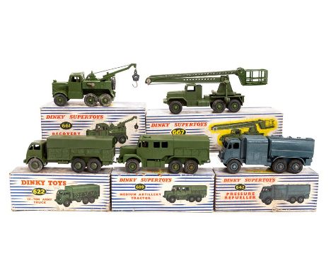 Dinky: A collection of five boxed Dinky Toys military vehicles to comprise: 10-Ton Army Truck, 622, Pressure Refueller, 642, 