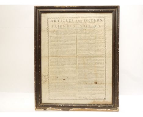 (Snettisham, Norfolk, Friendly Society.) A circa late C18th printed document "Articles and Orders Agreed to by a Select Compa