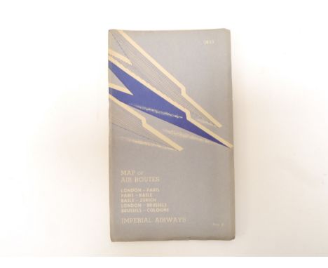EDWARD BAWDEN (illustrated): 'Imperial Airways - Map of the European Air Routes 1933’. Concertina style double sided map of t