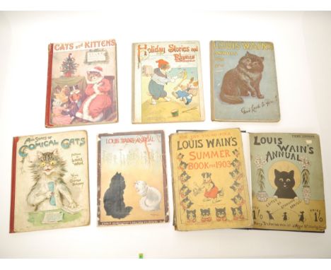 Seven Louis Wain annuals and illustrated titles, including 'Louis Wain's Annual', edited Stanhope Sprigg, London, Anthony Tre