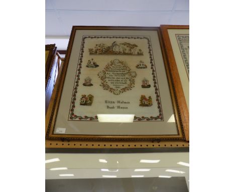 Pictorial Sampler - Eliza Holmes, Bank House 1881