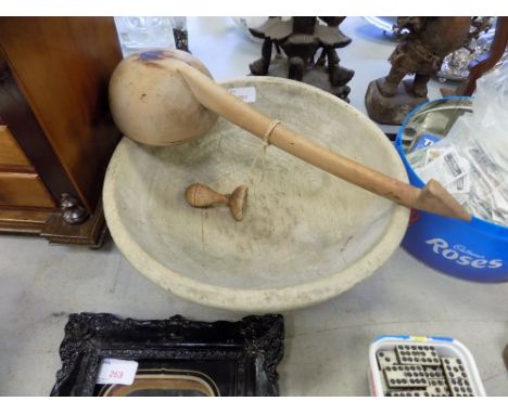 19th century turned sycamore bowl and ladle