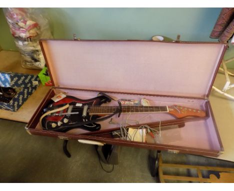 Cased Vintage Electric Guitar & Accessories