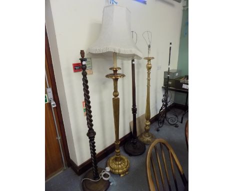 Gilt standard lamp and shade