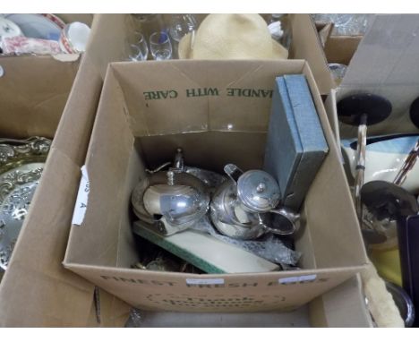 Plated 4 piece tea service and quantity of plated cutlery etc