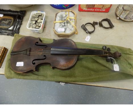 Violin-19th century Stradivarius copy & two bows