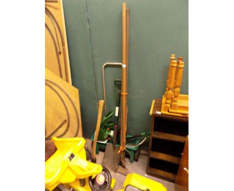 Various garden tools, seeder etc
