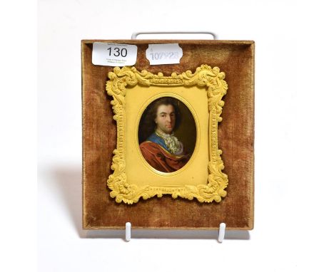 A 19th century portrait miniature of a gentleman in a red coat with white cravat 