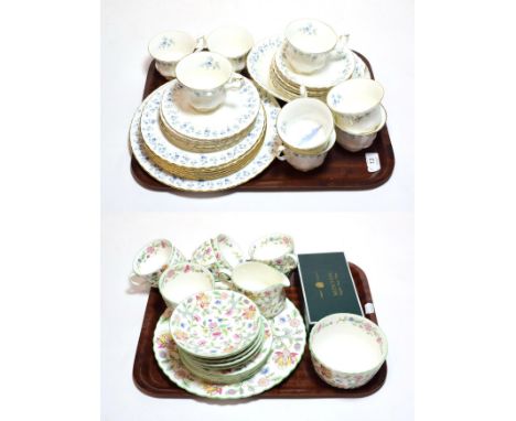 A Royal Albert 'Memory Lane' patterned part tea service, together with a quantity of Minton 'Haddon Hall' pattern wares (on t