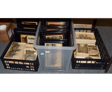 A collection of Ivorex panels moulded in relief with landscape, interior, portrait and other scenes (in three boxes)