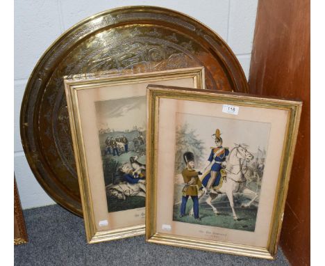 German mantle clock, 1930's oak mantle clock, two engravings the two comrades, Wilkinson week shaving set, etc 