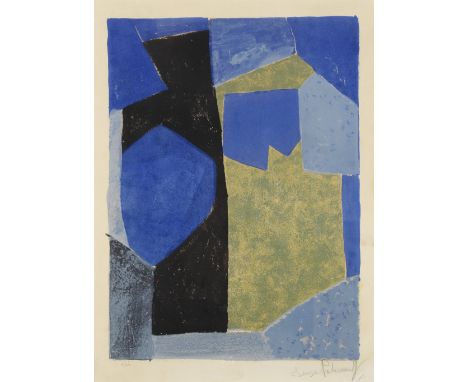 Serge Poliakoff (Russian/French, 1900-1969)Composition in blue, black and yellow (Poliakoff/Schneider 15) Lithograph in colou