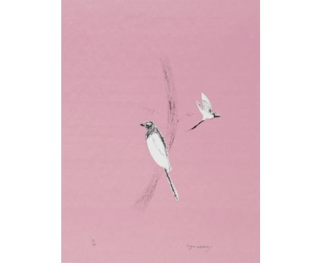 Craigie Aitchison (British, 1926-2009)Magpie (Pica Pica), from Nine London Birds (Peck 6) Lithograph in colours, 1994, on wov