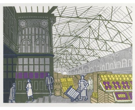 Edward Bawden R.A. (British, 1903-1989)Covent Garden Foreign Fruit Market, from Six London Markets (Moncrieff 081) Lithograph