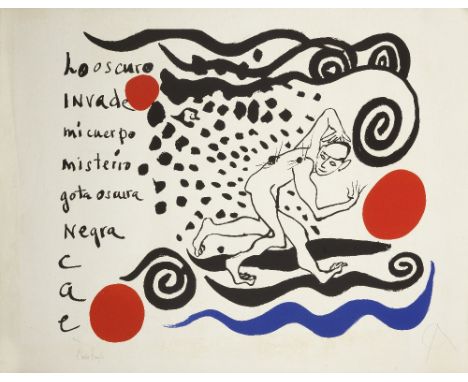 Alexander Calder (American, 1898-1976) and Carlos Franqui (Cuban, 1921-2010)Lo Oscuro Invade Lithograph in colours, 1970, on 