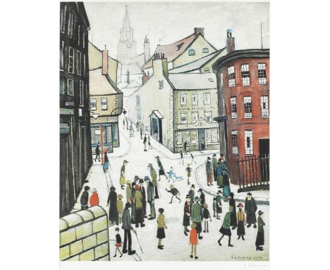 Laurence Stephen Lowry R.A. (British, 1887-1976)Berwick-on-Tweed Offset lithograph in colours, 1973, on wove paper, signed in