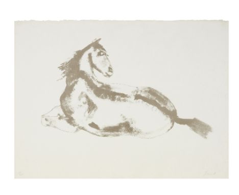 Dame Elisabeth Frink R.A. (British, 1930-1993)Lying down horse (Wiseman 57) Lithograph in brown, 1972, on wove paper, signed 
