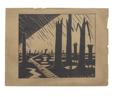Paul Nash (British, 1889-1946)Void of War (Postan L7) Lithograph, 1918, on brown wove paper, signed and dated in pencil, pres