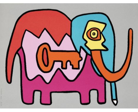 Thierry Noir (French, born 1958)Elephant Key (Light Grey) Screenprint in colours, 2014, on Somerset wove paper, signed and in