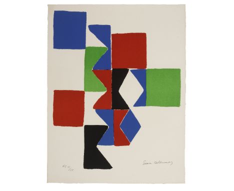 Sonia Delaunay (French, 1885-1979)Hommage à Tzara Lithograph in colours, circa 1970, on Arches wove paper, signed and inscrib