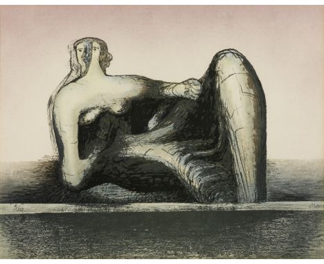 Henry Moore O.M., C.H. (British, 1898-1986)Reclining Figure Offset lithograph in colours with embossing, 1977, on wove paper,