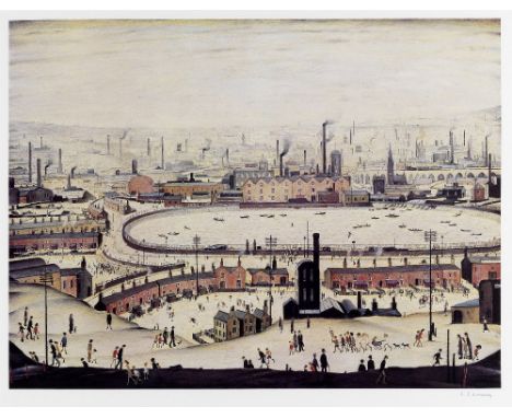 Laurence Stephen Lowry R.A. (British, 1887-1976)The Pond Offset lithograph in colours, 1974, on wove paper, signed in pencil,