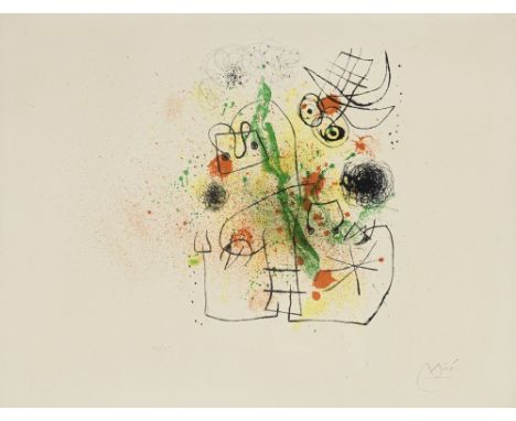 Joan Miró (Spanish, 1893-1983)Woman and Bird in Torment (Mourlot 510; Cramer 112) Lithograph in colours, 1967, on wove paper,