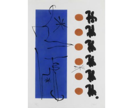 Joan Miró (Spanish, 1893-1983) Rouge et Bleu (Mourlot 269) Lithograph in colours, 1960, on Arches wove paper, signed and numb