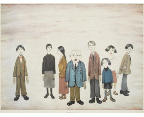 Laurence Stephen Lowry R.A. (British, 1887-1976)His Family Offset lithograph in colours, 1972, on wove paper, signed in penci