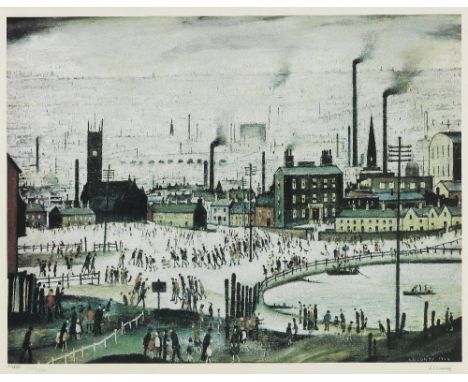 Laurence Stephen Lowry R.A. (British, 1887-1976)An Industrial Town Offset lithograph in colours, on wove paper, signed and nu