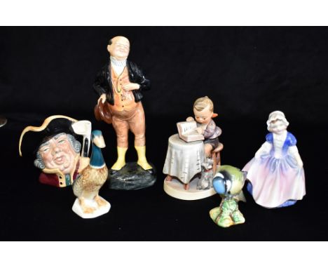 MIXED CERAMICS: A ROYAL DOULTON FIGURE HN2099 'PICKWICK',  a Royal Doulton figure HN1678 'Dinky Do', a Hummel/Goebel figure '