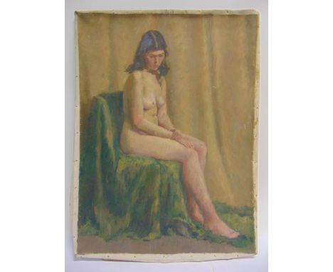 RACHEL ANN LE BAS, N.E.A.C., R.E. (ENGLISH, 1923-2020)  Portrait of a Seated Female Nude,  oil on canvas, unsigned, 50.5cm x 