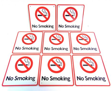 TWELVE ENAMEL 'NO SMOKING' SIGNS  of two designs, 25cm x 20cm (2) and 21cm x 21cm (10) respectively; together with eight 'RVP