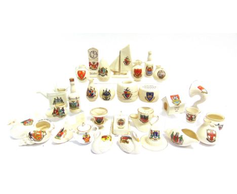 CRESTED CHINA - ASSORTED  Thirty pieces, comprising an Arcadian China Ball of String (St. Annes-on-Sea); unmarked Model of a 