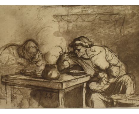 AFTER HONORE DAUMIER (1808-1879 'La Soupe' Print 21.5cm x 30.5cm Condition Report : some foxing visible lower left, some dirt